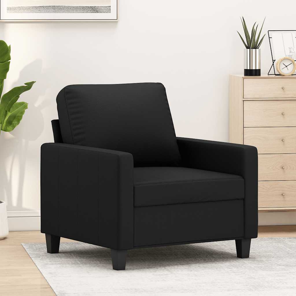 Poltrona couro artificial 60 cm preto