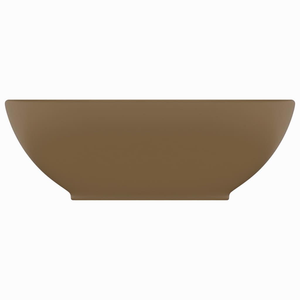 Lavatório luxuoso formato oval 40x33 cm cerâmica creme mate