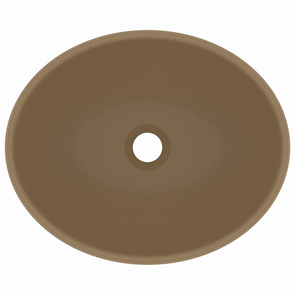 Lavatório luxuoso formato oval 40x33 cm cerâmica creme mate