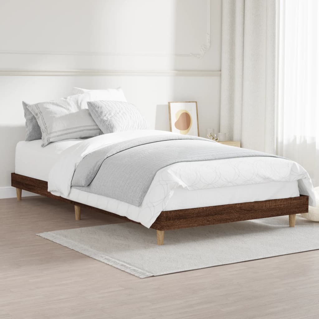 Estrutura cama s/ colchão derivados madeira carvalho castanho