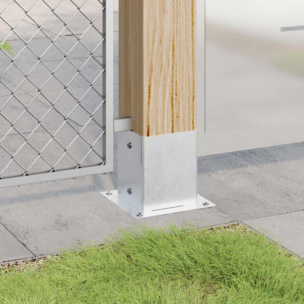 Bases de poste quadradas 12 pcs prata 121x121mm aço galvanizado