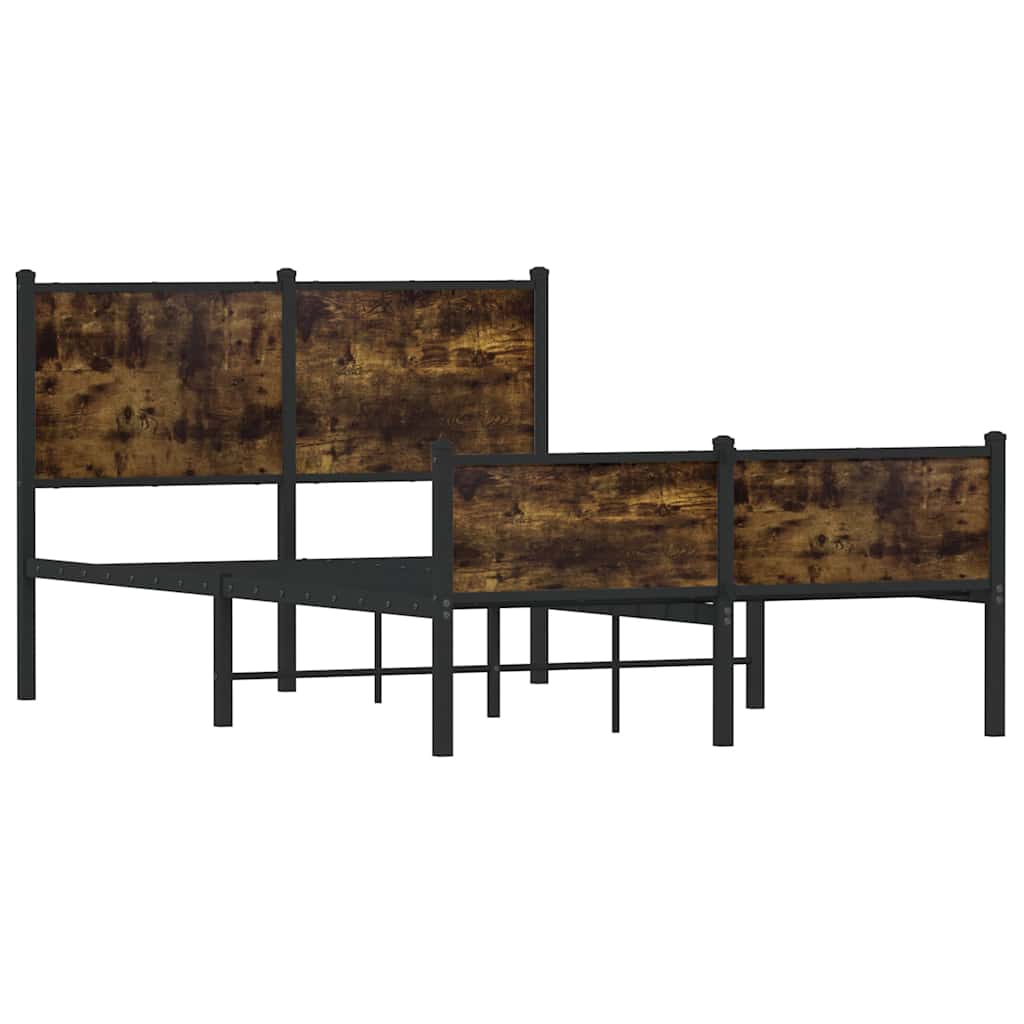 Estrutura de cama sem colchão 120x190 cm metal carvalho fumado