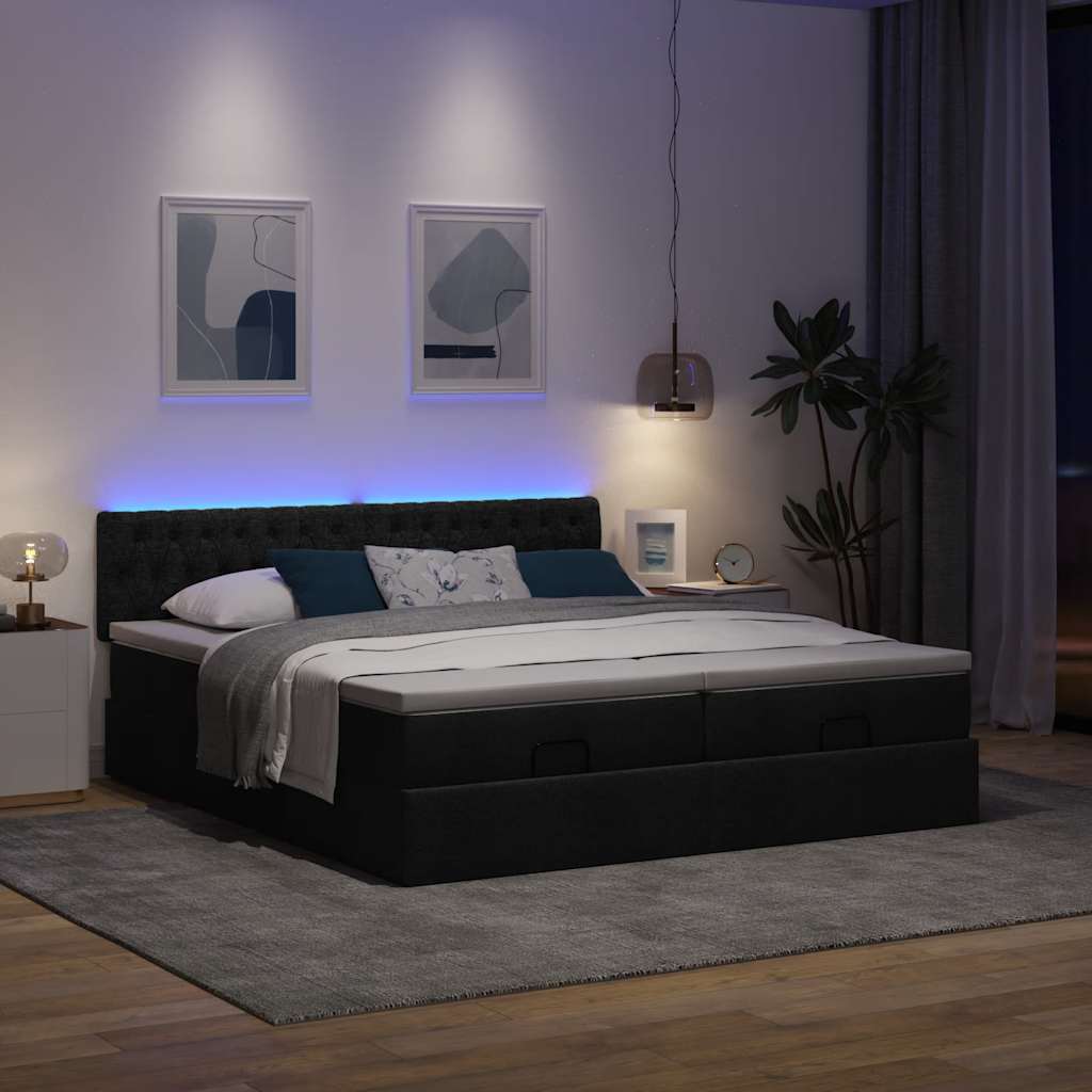 63 / 5,000Vidaxl estrutura de cama otomana com colchões tecido preto