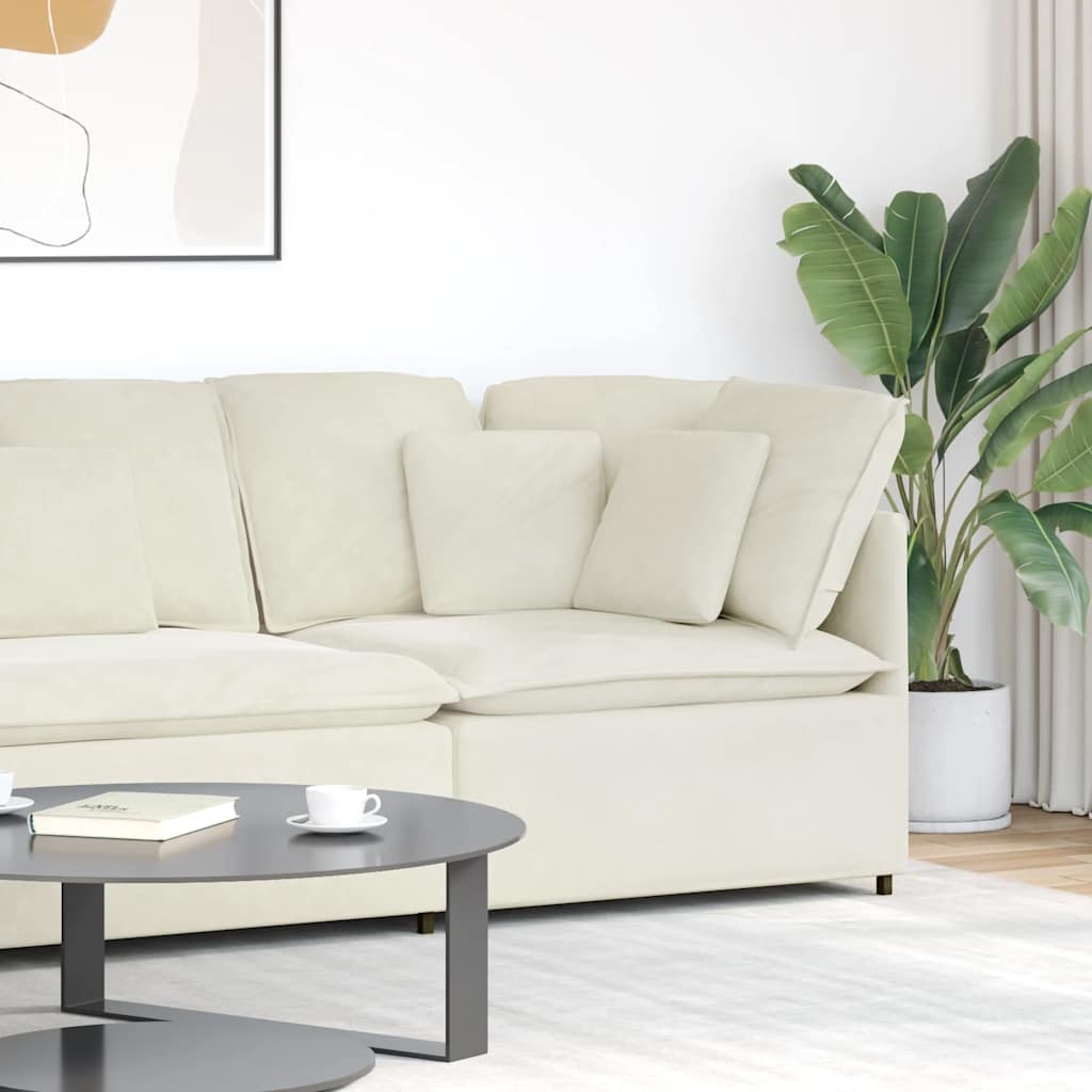 Módulo de canto para sofá modular com almofadas, cor creme, 100 cm