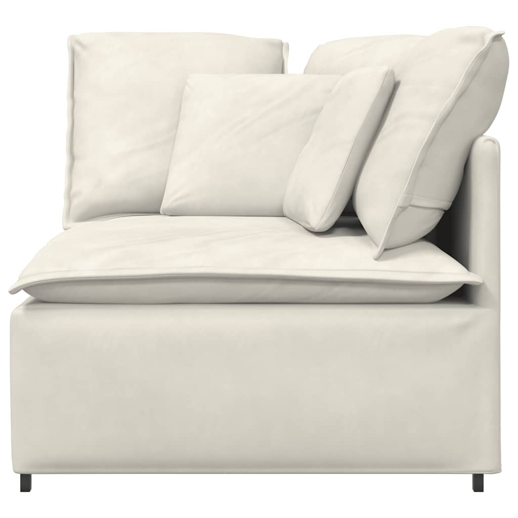 Módulo de canto para sofá modular com almofadas, cor creme, 100 cm