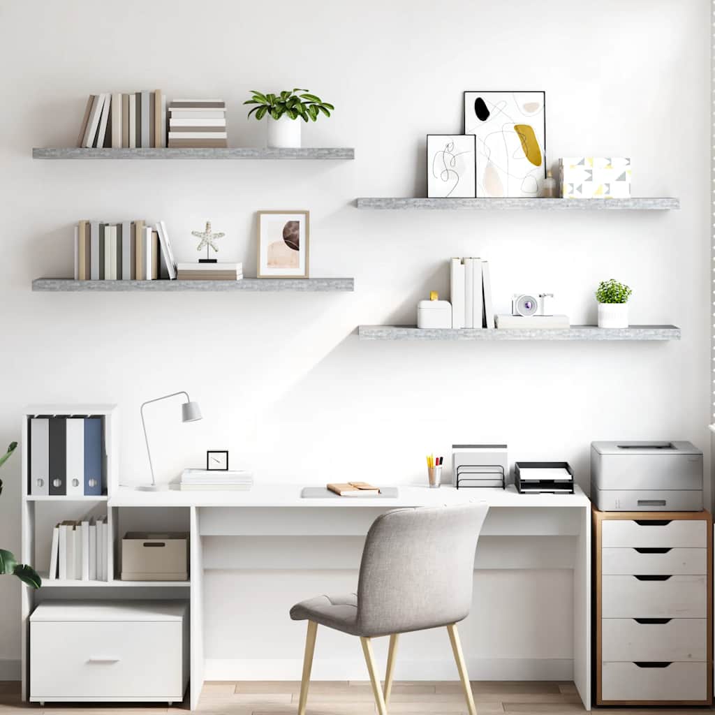 Prateleiras de parede 4 pcs 120x23,5x3,8cm MDF cinzento-cimento
