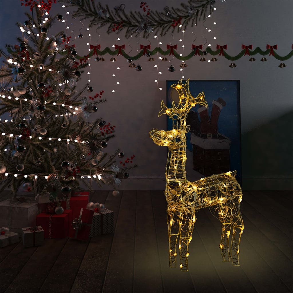 Rena decorativa de natal 90 luzes LED acrílico 60x16x100 cm