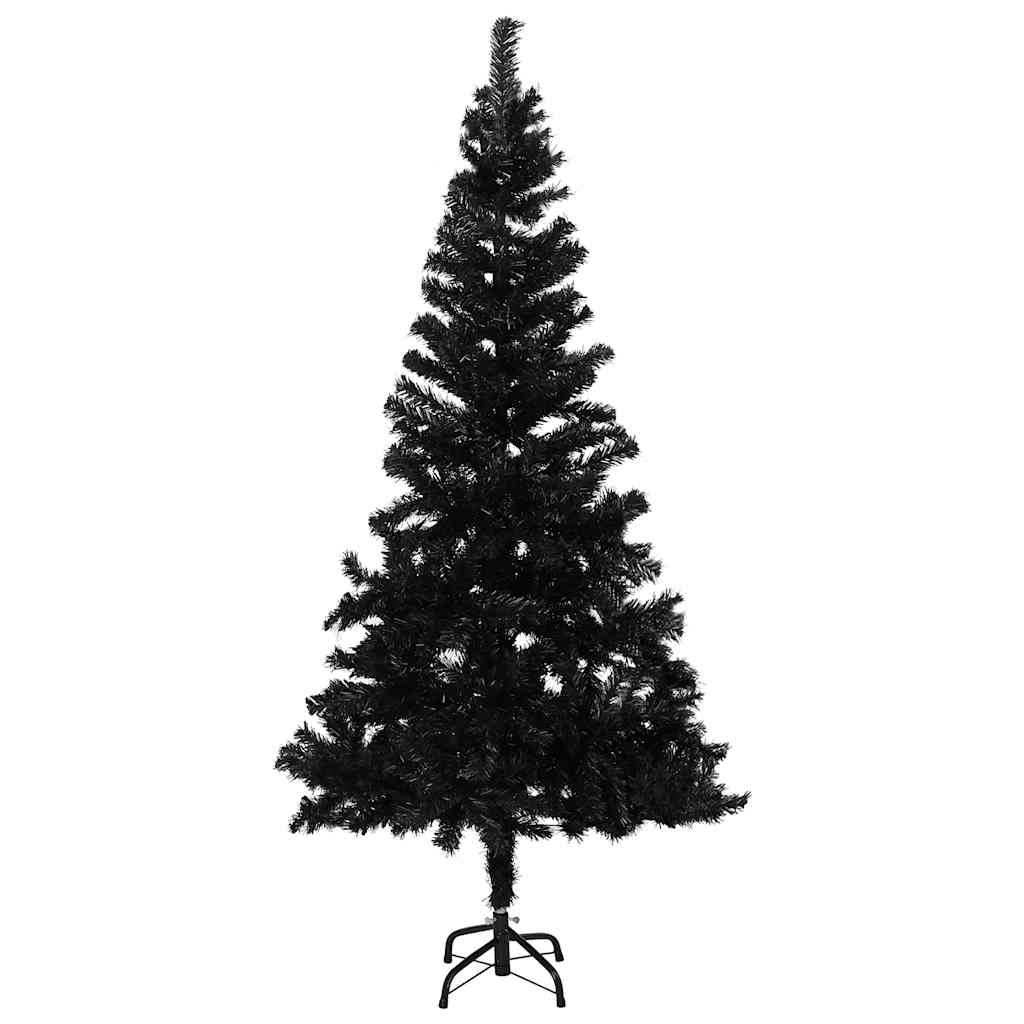 Árvore natal artificial pré-iluminada c/ bolas PVC preto