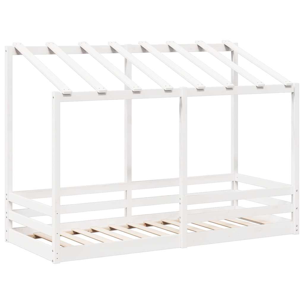 Cama infantil com telhado 75x190 cm pinho maciço branco
