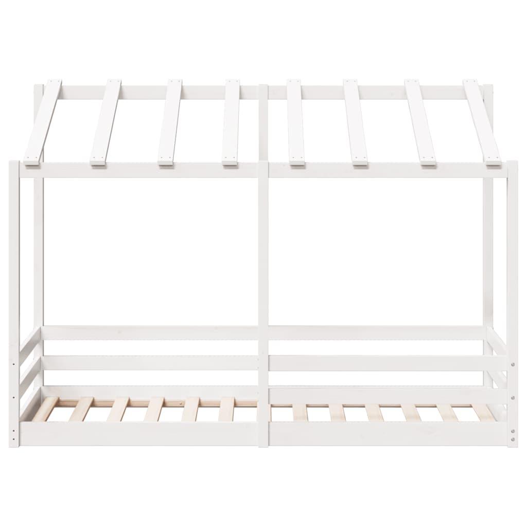 Cama infantil com telhado 75x190 cm pinho maciço branco