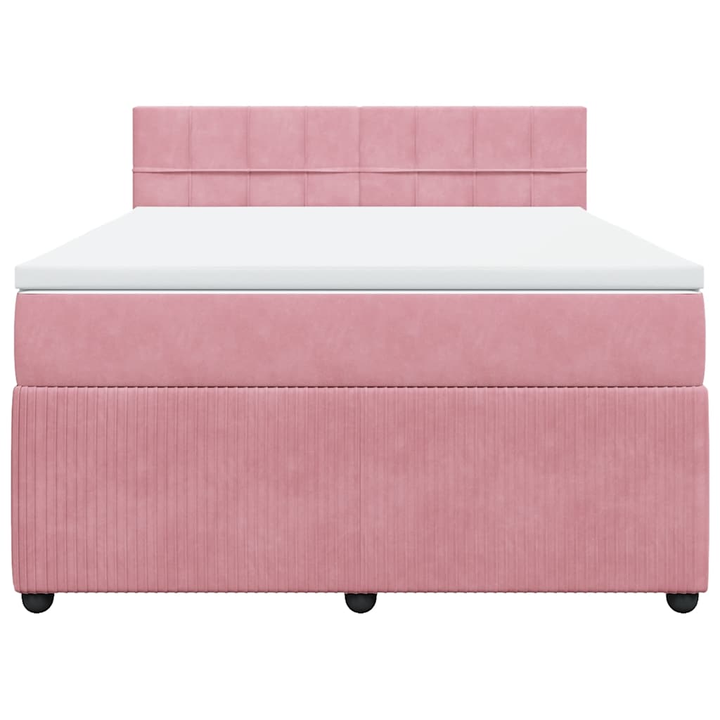 Cama com molas/colchão 160x200 cm veludo rosa
