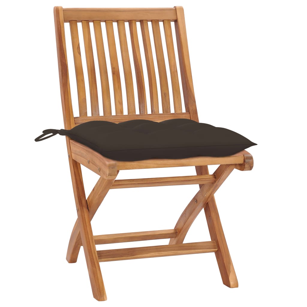Cadeiras jardim almofadões cinza-acastanhado 2 pcs teca maciça