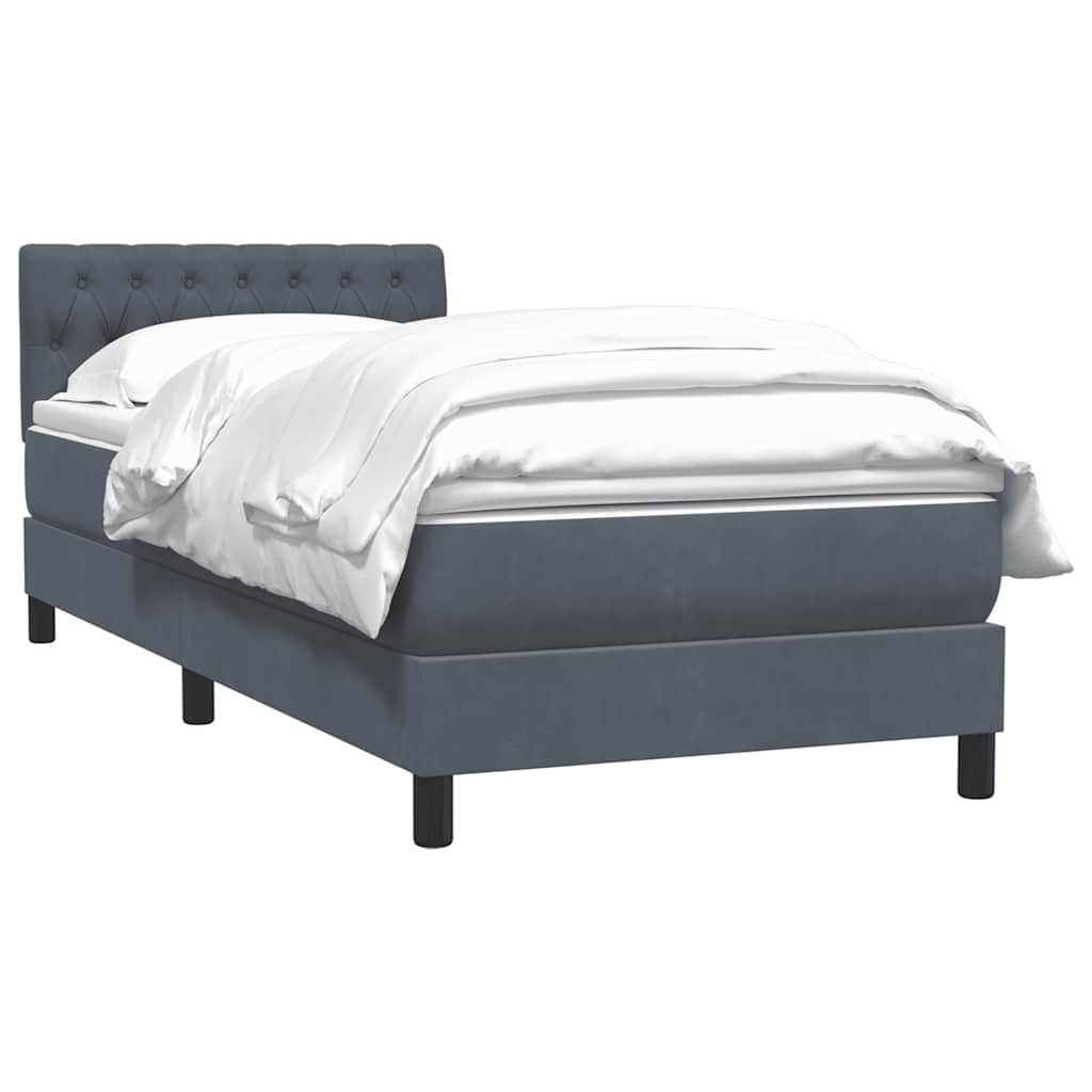Cama com molas/colchão cinza-escuro 80x220 cm veludo