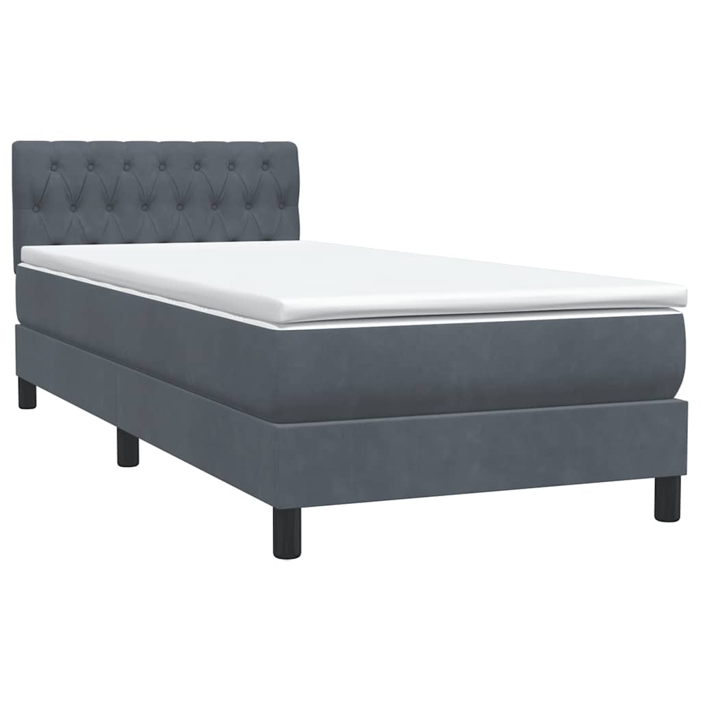 Cama com molas/colchão cinza-escuro 80x220 cm veludo