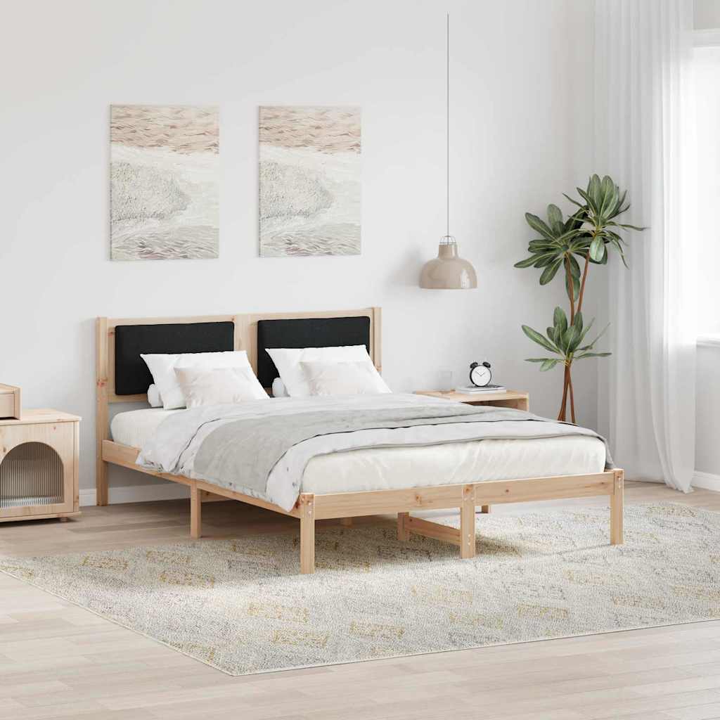 Estrutura da cama preto 140 x 190 cm madeira de pinheiro sólida