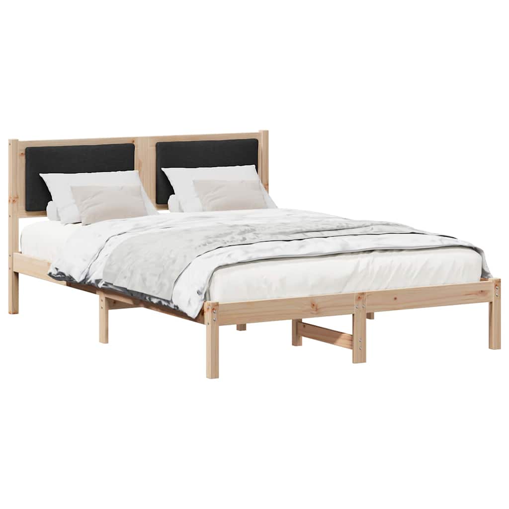 Estrutura da cama preto 140 x 190 cm madeira de pinheiro sólida