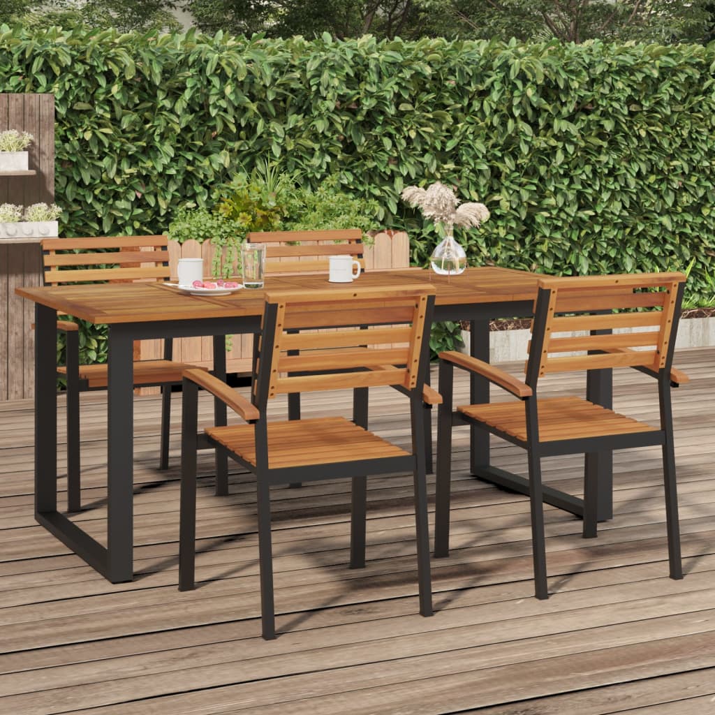 Mesa jardim c/ pernas em forma de u 180x90x75 cm acácia maciça