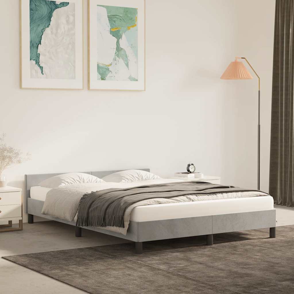 Estrutura de cama sem colchão 140x190 cm veludo cinzento-claro