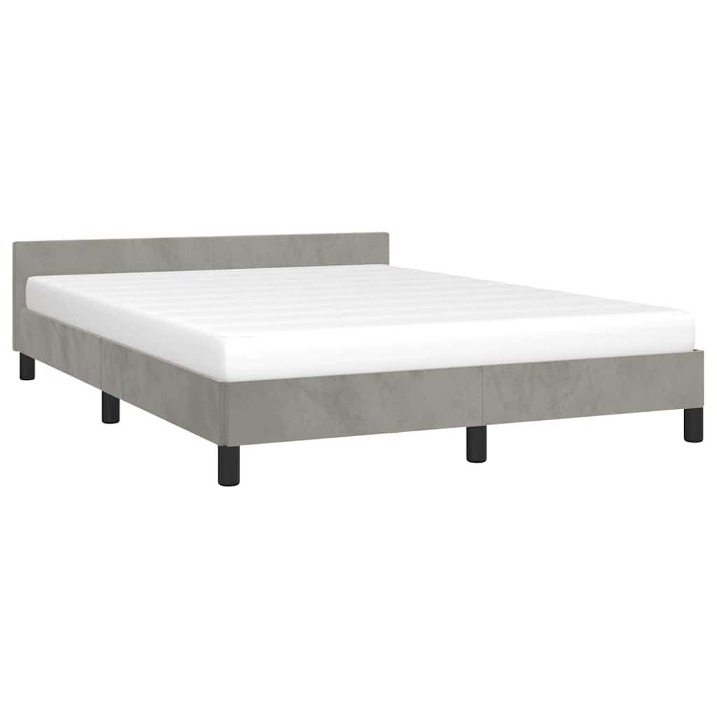 Estrutura de cama sem colchão 140x190 cm veludo cinzento-claro