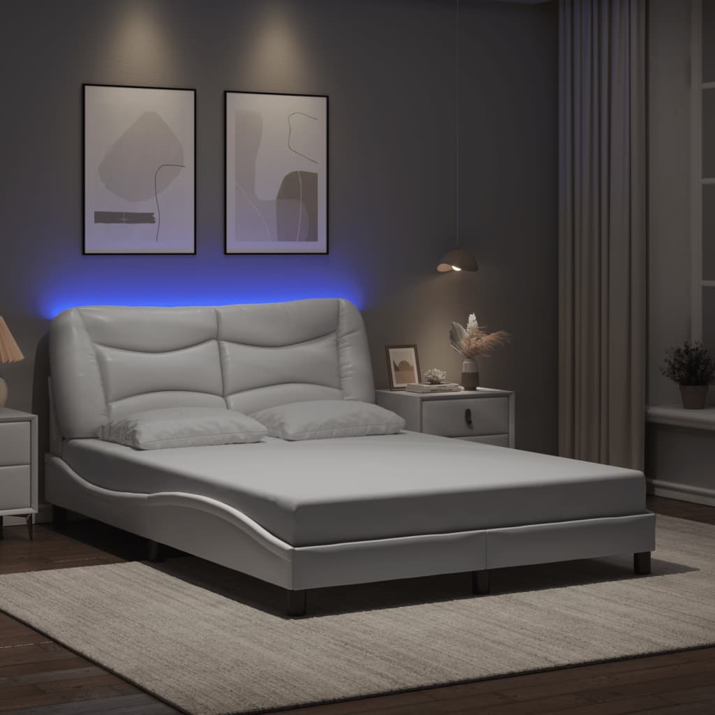 Estrutura de cama com LED sem colchão hvar 140x200 cm branco