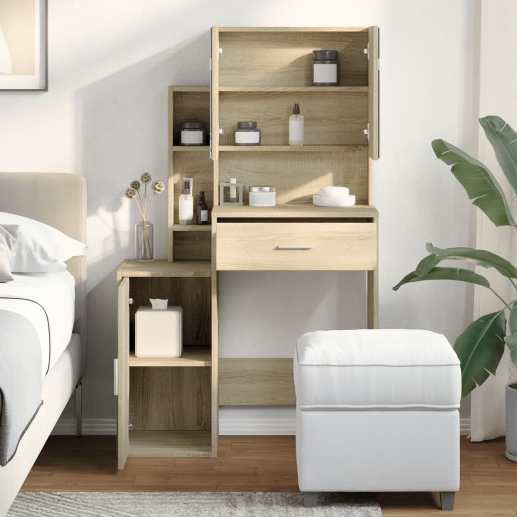 Toucador com armário 80x35x132 cm cor carvalho sonoma