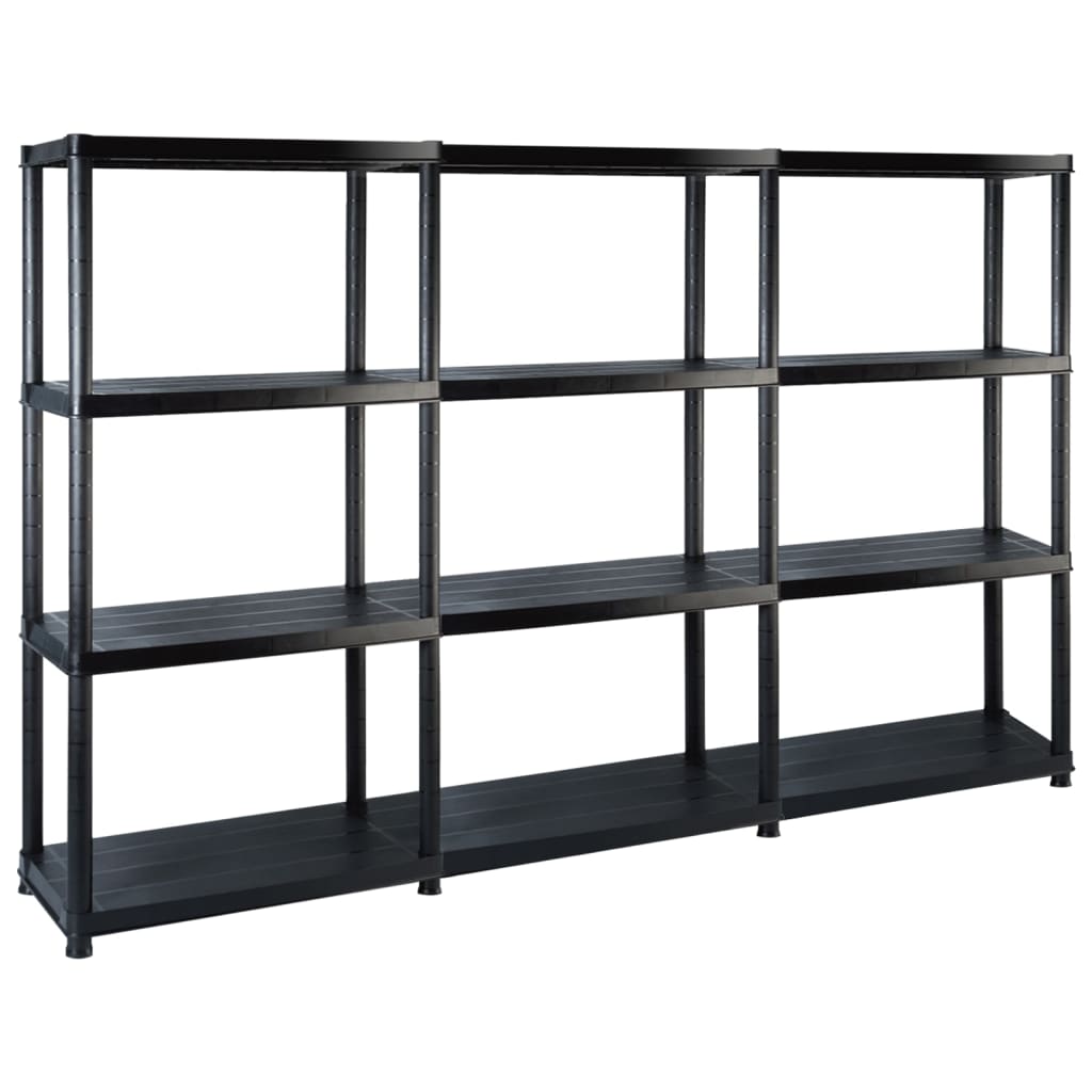 Unidade com 4 prateleiras 183x30,5x130 cm plástico preto