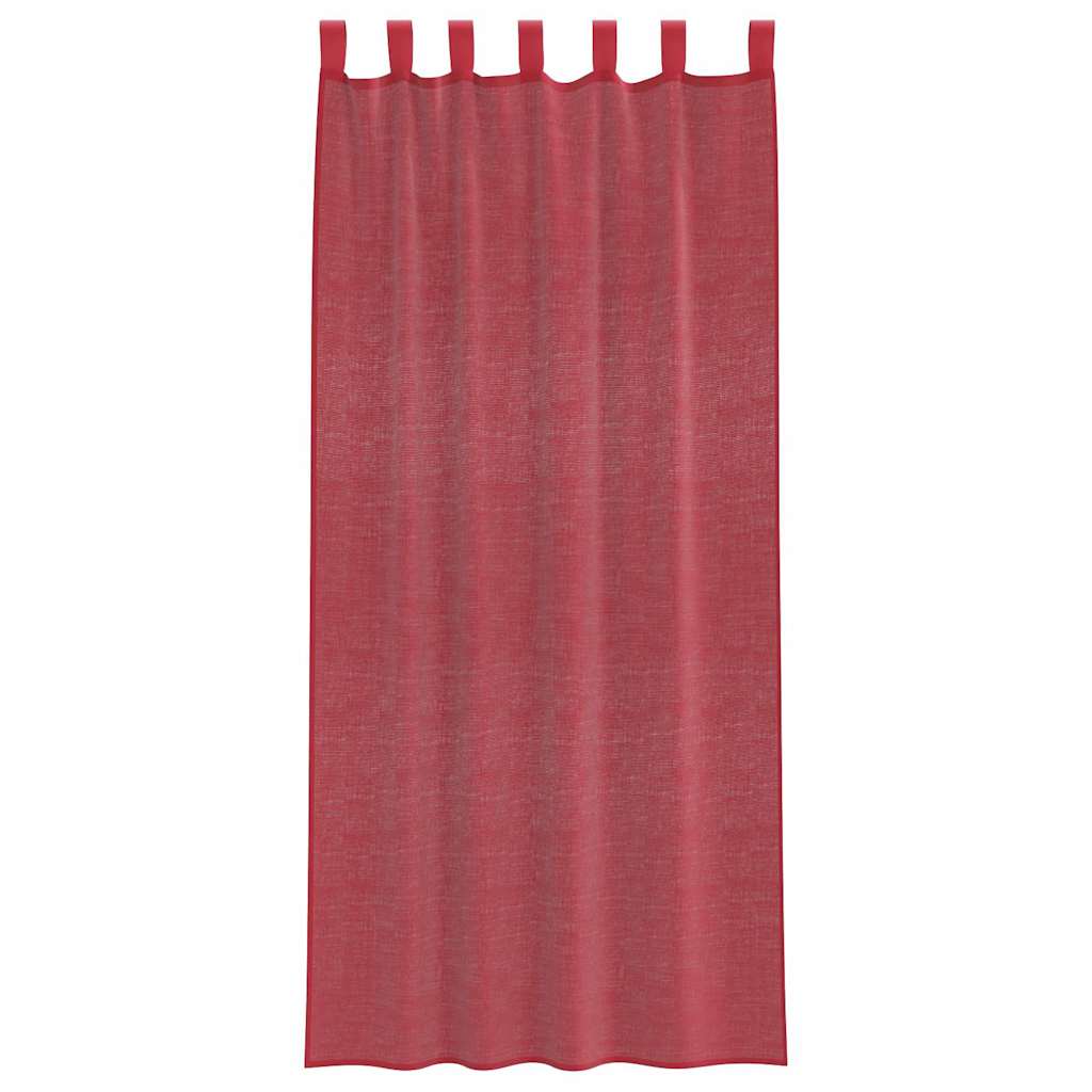Cortinas de voile com bolsos para varão 2 pcs vermelho tinto