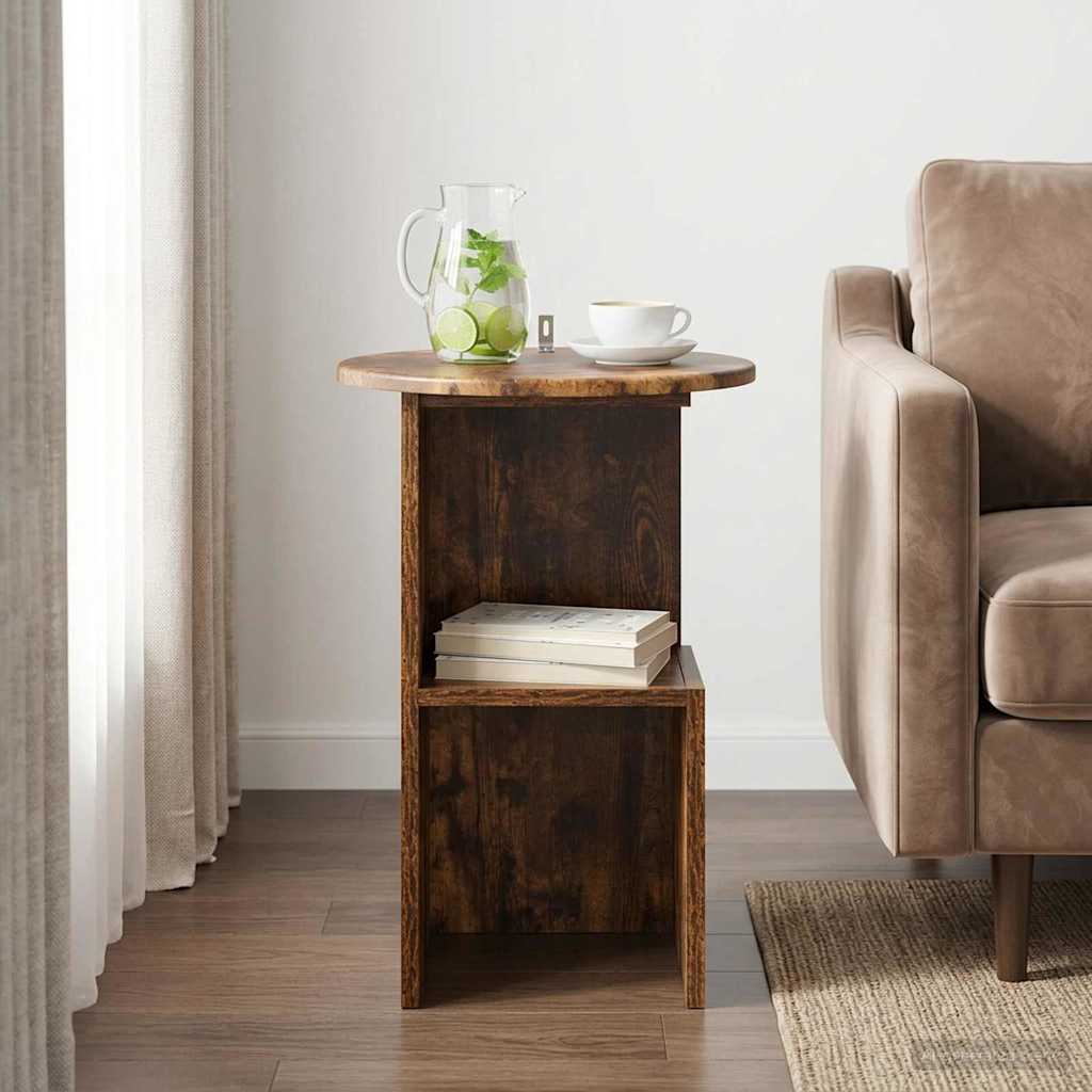 Mesa lateral carvalho fumado ø 39,5 x 55 cm