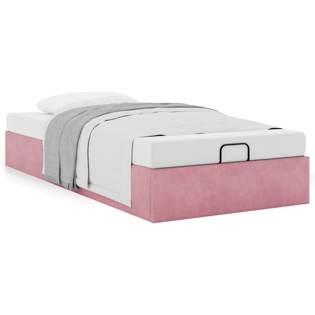 Ottoman bed frame no colchão rosa 90x190 cm veludo