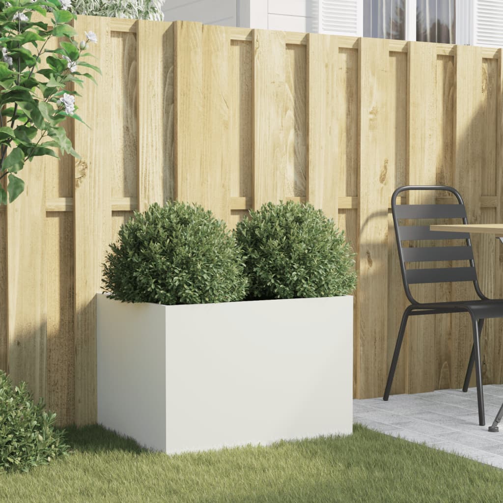 Vaso/floreira 62x47x46 cm aço branco