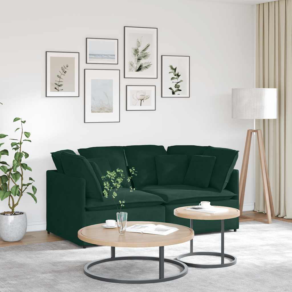 Sofá modular com almofadas veludo verde-escuro