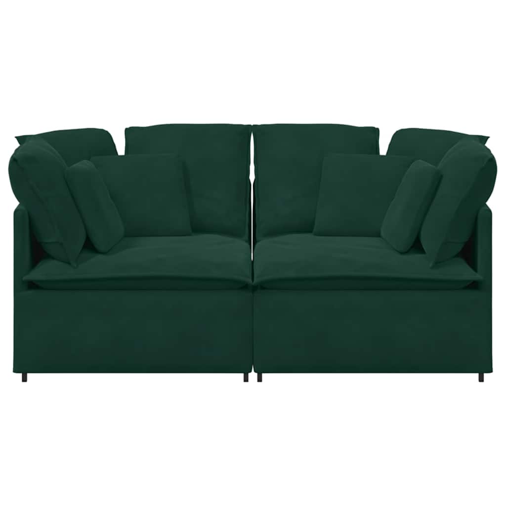 Sofá modular com almofadas veludo verde-escuro