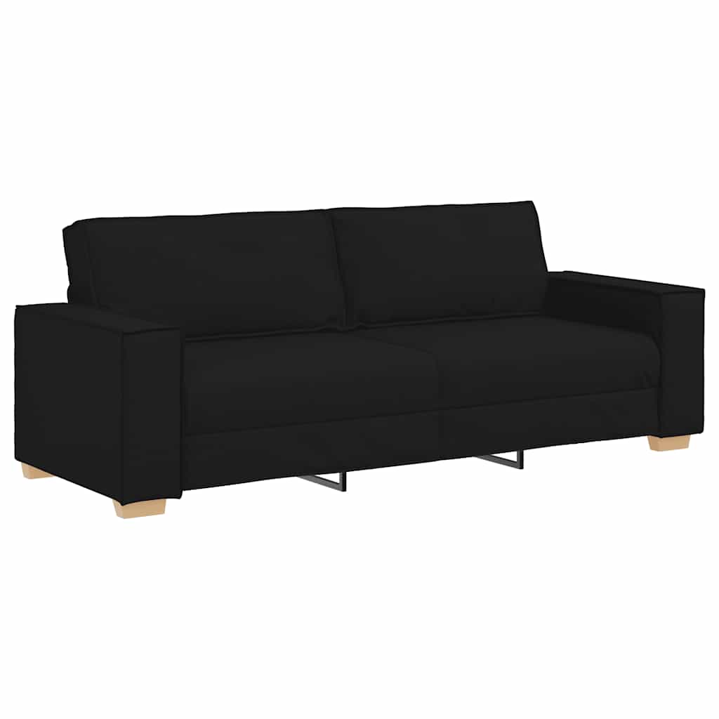 Sofá de 3 lugares preto 220x78x84 cm tecido