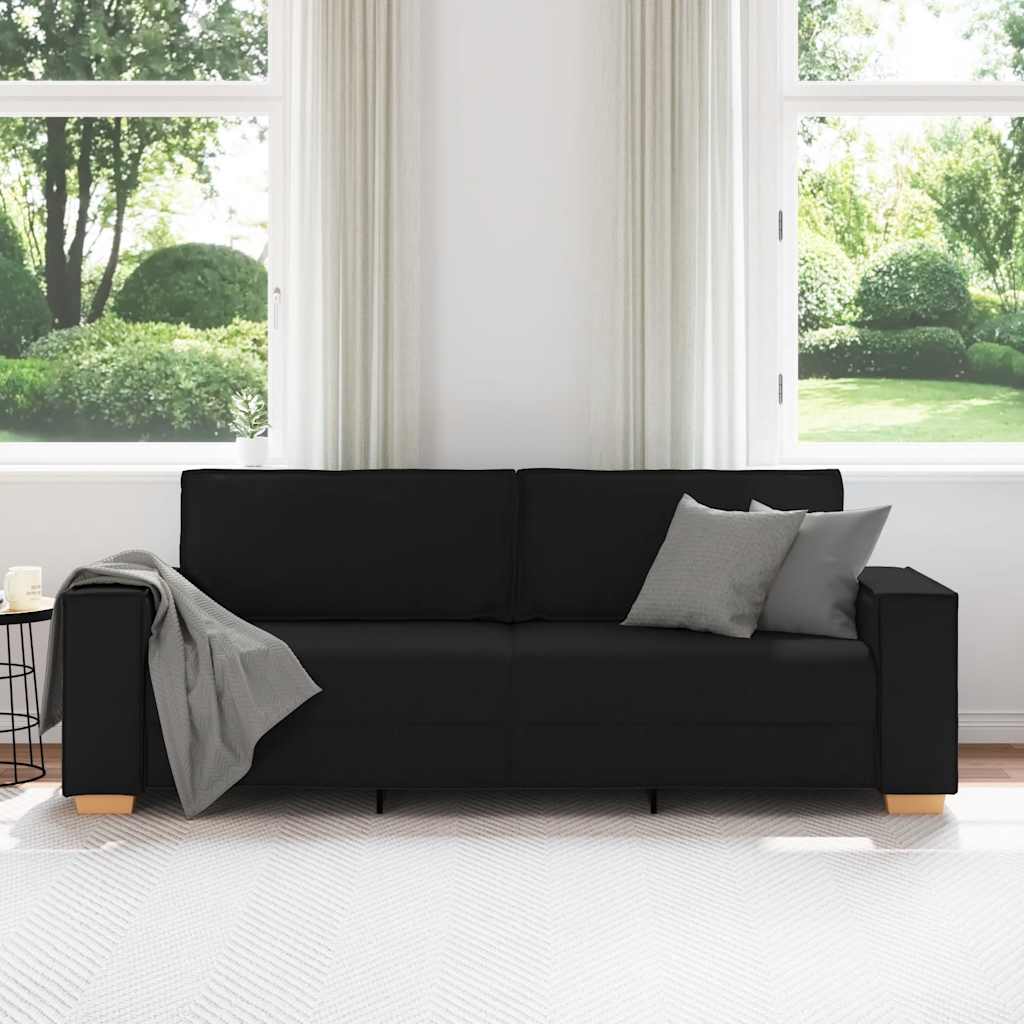 Sofá de 3 lugares preto 220x78x84 cm tecido