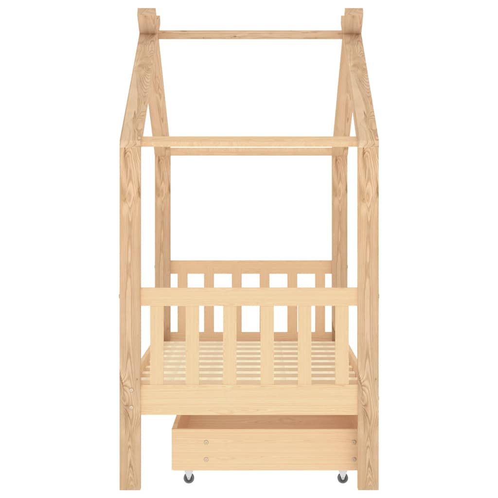 Estrutura de cama para criança c/ gaveta 80x160 cm pinho maciço