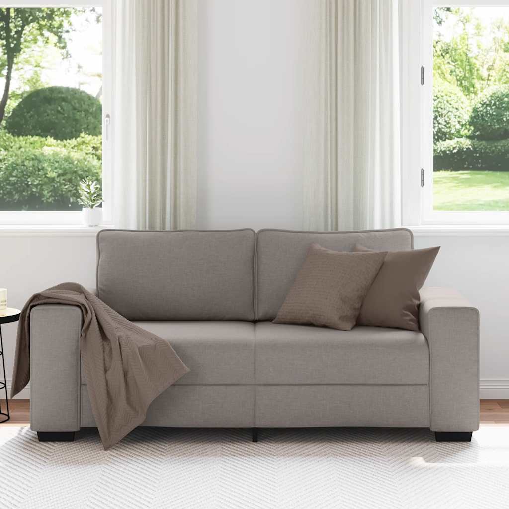 Sofá de 2 lugares em tecido bege, 180x77x82 cm