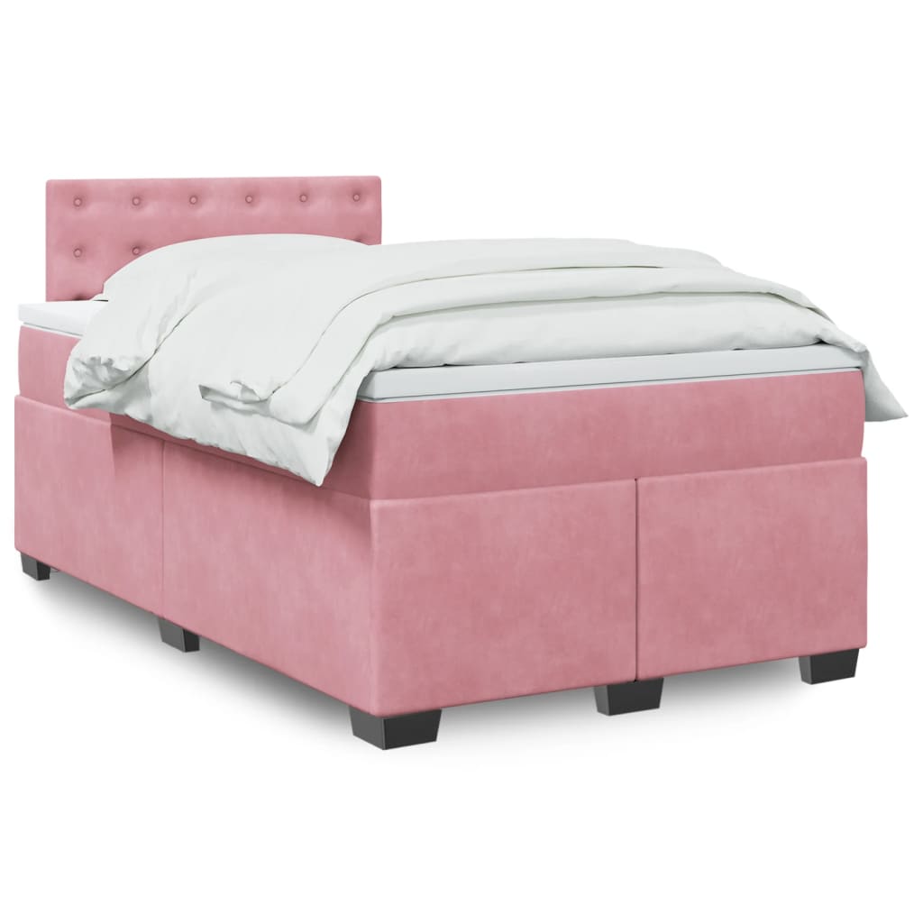 Cama boxspring com colchão 120x190 cm veludo rosa