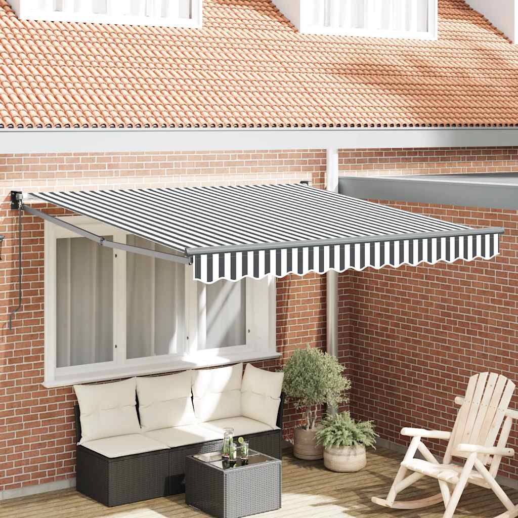 Toldo retrátil 3x2,5 m tecido e alumínio antracite e branco