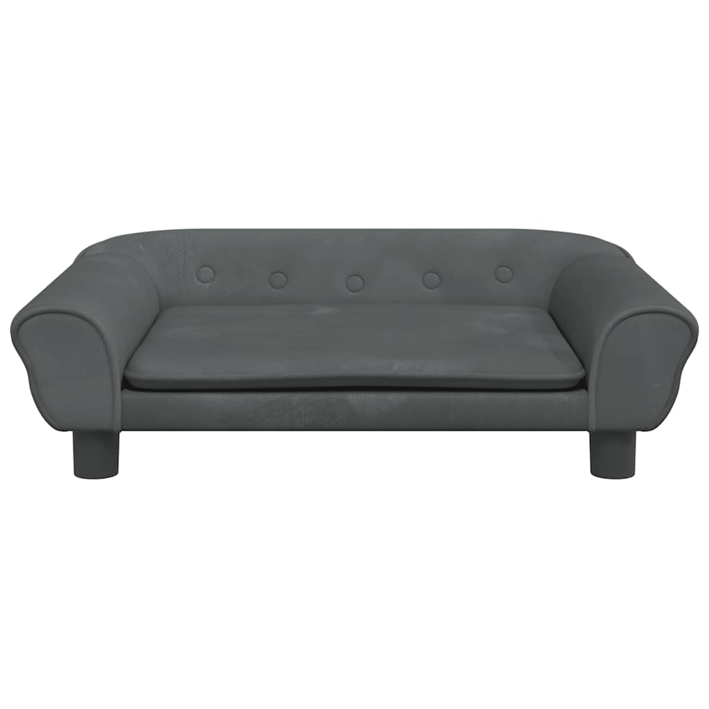 Sofá infantil 70x45x26 cm veludo cinzento-escuro