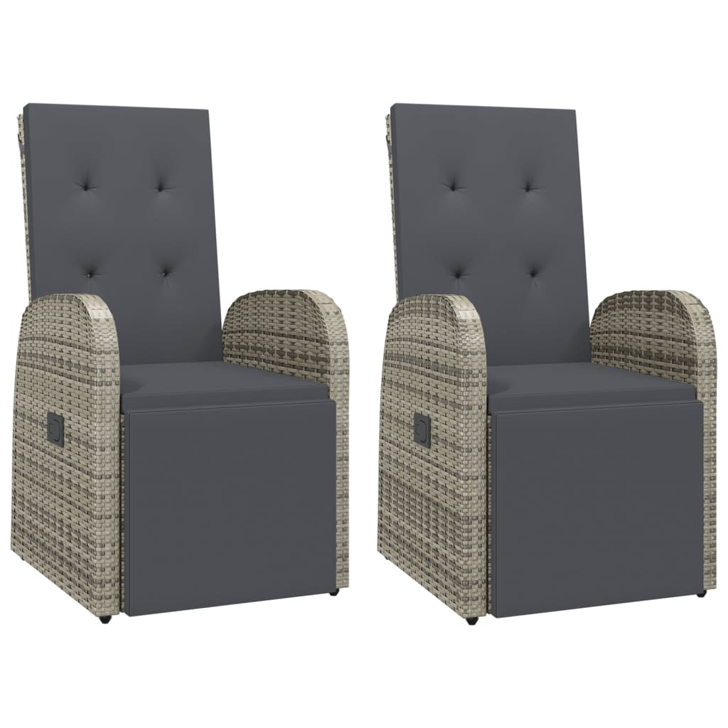 3 Pcs conjunto de jantar p/ jardim c/ almofadões vime PE cinza