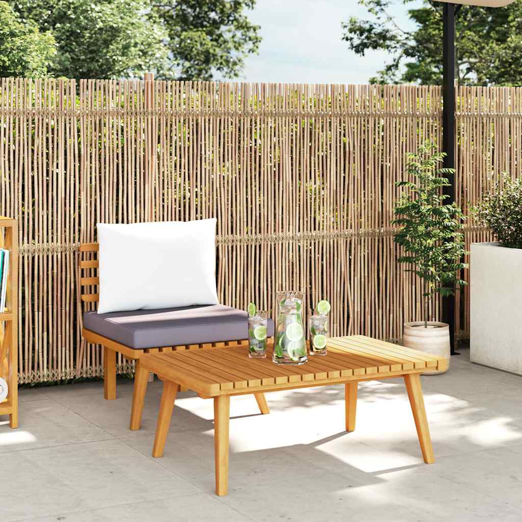 2 Pcs conjunto lounge de jardim c/ almofadões acácia maciça