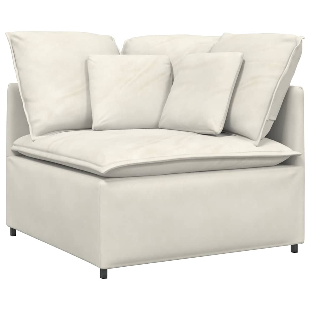 Sofá modular com almofadas veludo creme