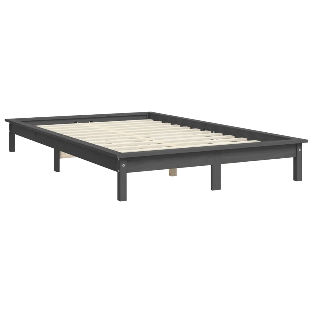 Estrutura de cama king size 150x200 cm pinho maciço cinzento