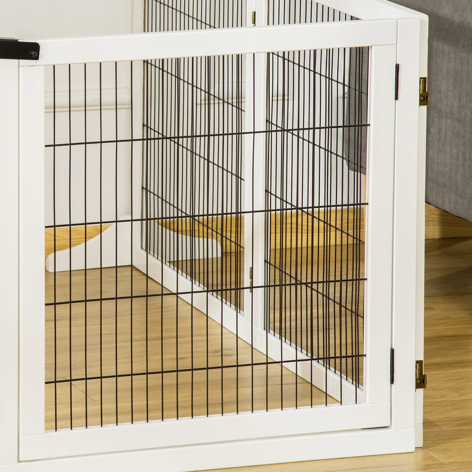 Barreira de Segurança para Cães de Madeira Dobrável para Cães Pequenos e Médios com 6 Painéis 432x36x70 cm Branco