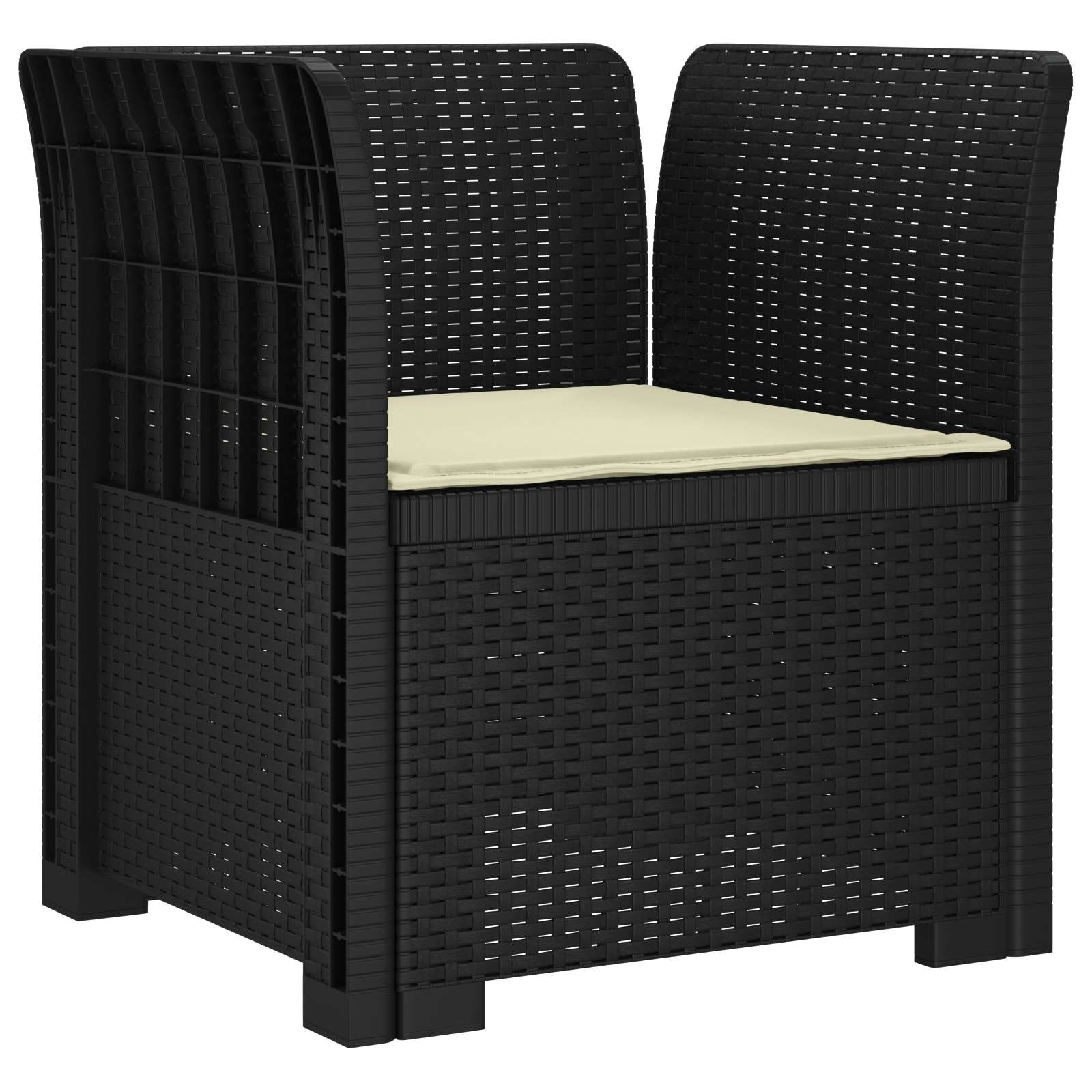 Poltrona 1 lugar com almofada look rattan PP antracite