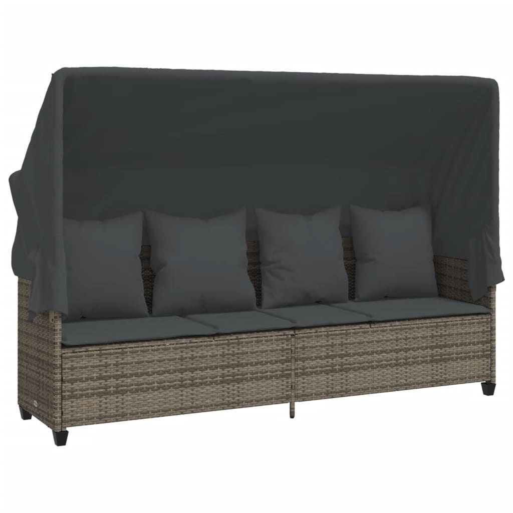 5 Pcs conjunto sofás de jardim c/ almofadões vime PE cinzento