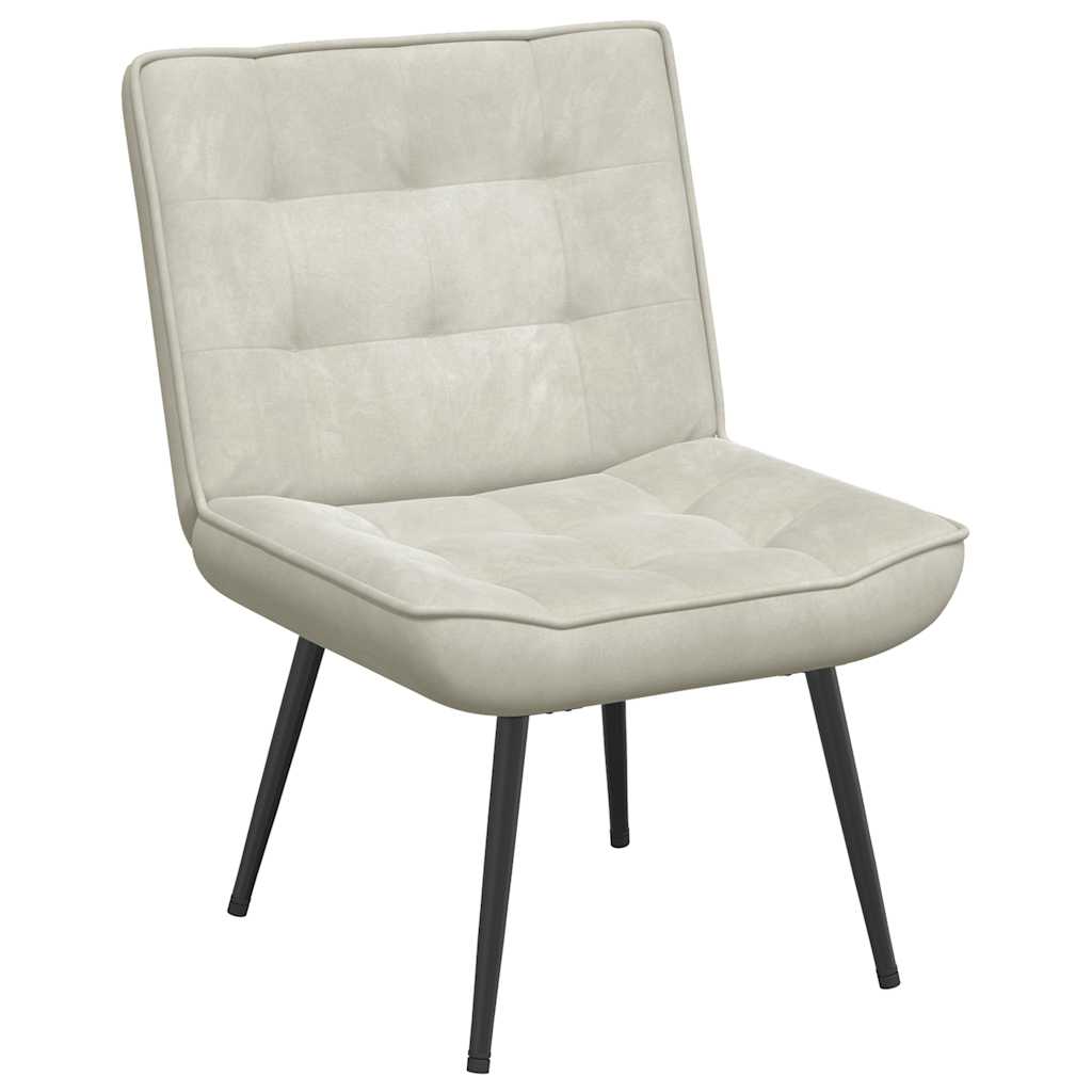 Cadeira de relaxamento com banco em veludo creme