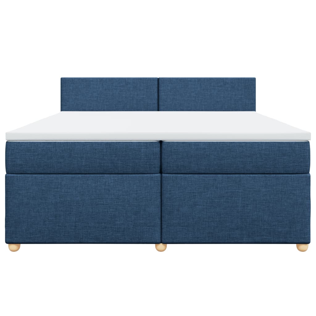 Cama com molas/colchão 200x200 cm tecido azul