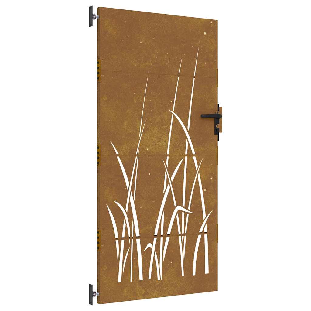 Portão de jardim 85x175 cm aço corten design erva