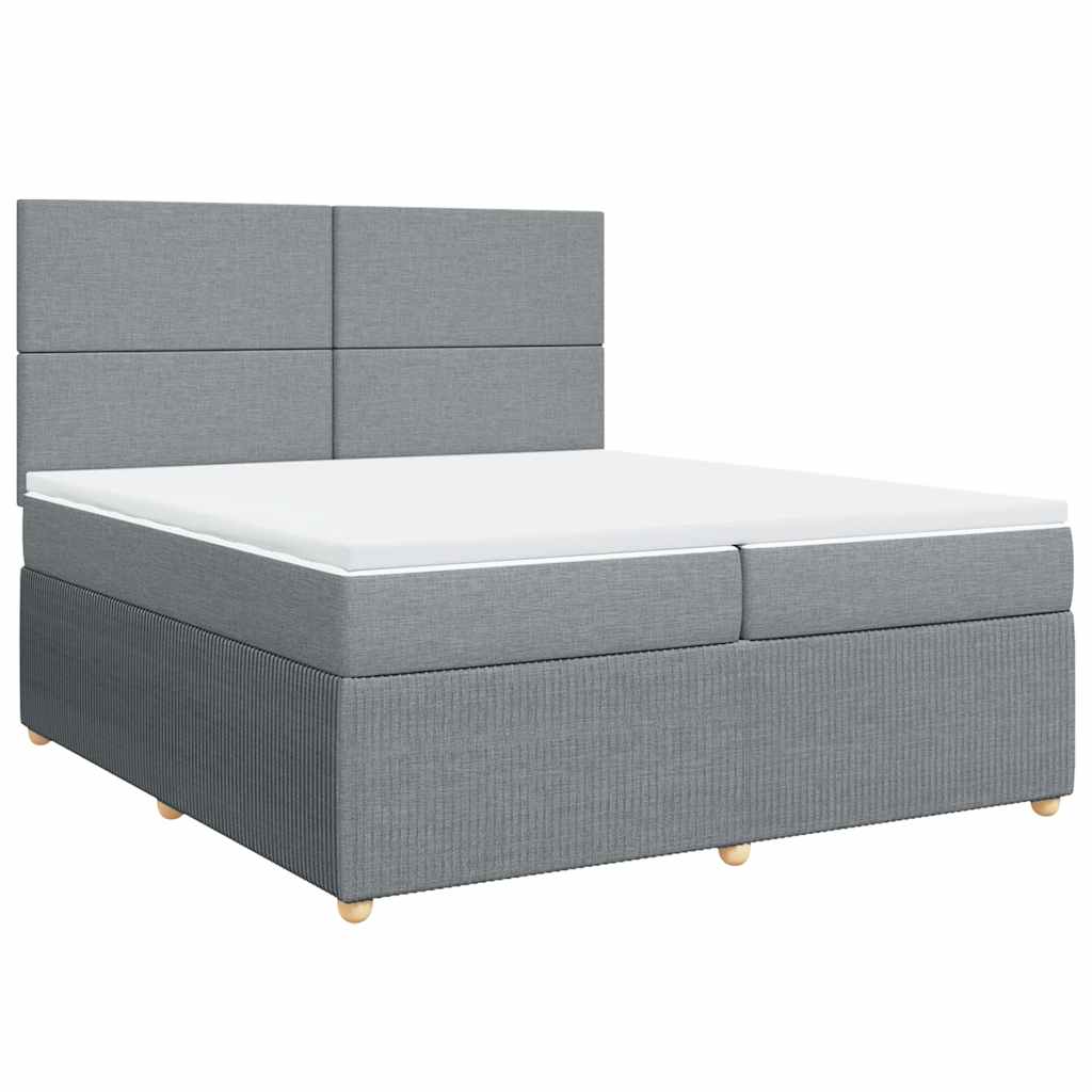 Cama com molas/colchão 200x200 cm tecido cinza-claro
